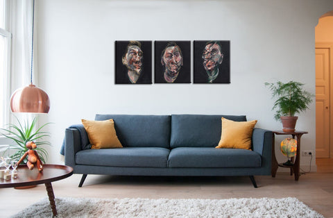 Set Of Three Studies Of George Dyer - Francis Bacon- Premium Quality  Canvas Gallery Wrap (24 x 21 inches) final size by Francis Bacon