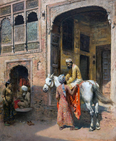 Cashmere Salesman – Edwin Lord Weeks Painting – Orientalist Art by Edwin Lord Weeks