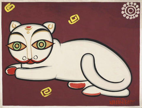 Cat - Jamini Roy - Bengal School Art Painting by Jamini Roy