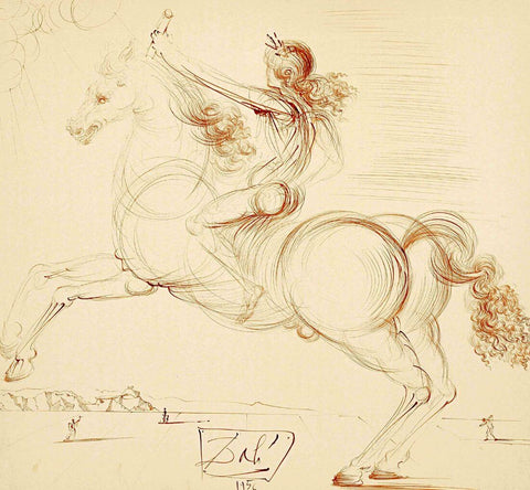 Cavalier (Ink Sketch) - Salvador Dalí Art Painting by Salvador Dali