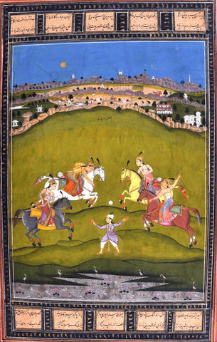 Indian Miniature Paintings - Rajput painting - Chand Bibi Playing Polo by Kritanta Vala