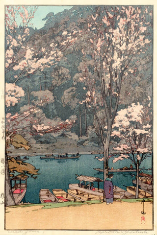 Cherry Blossoms At Arashiyama - Yoshida Hiroshi - Ukiyo-e Woodblock Japanese Art Print by Hiroshi Yoshida