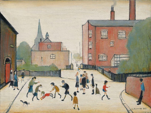 Children Playing, Old Road, Failsworth - Laurence Stephen Lowry RA by L S Lowry