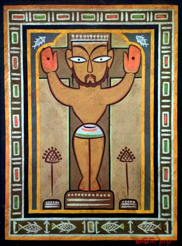 Christ Crucifixion - Jamini Roy - Bengal School - Christian Art Painting by Jamini Roy