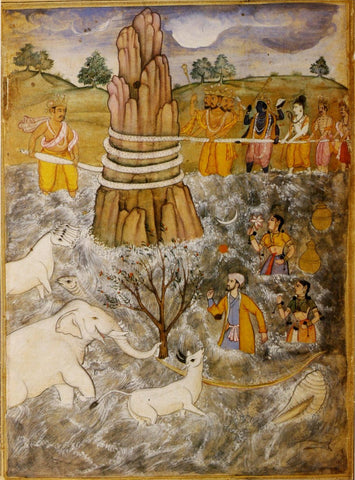 Razmnama - Churning Of The Ocean Manthan -C 1598-99 - Indian Miniature Painting - Life Size Posters by Tallenge Store