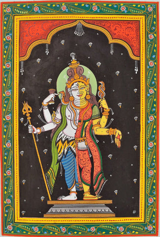 Classical Indian Painting - Shiva as Ardhanareeshwar - Shiva Shakti by Jayadeva Sinha