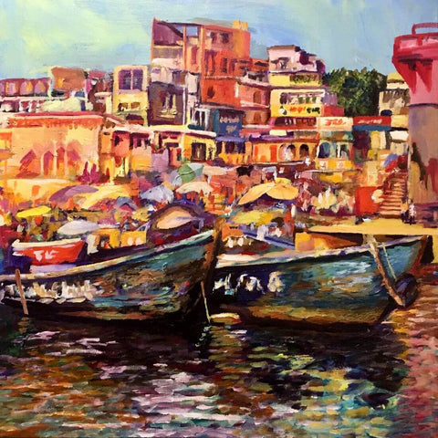 Colorful Benaras (The Holy City of Varanasi) Painting by Shriyay