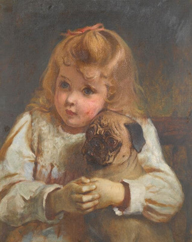 Concern, Girl with a Pug - Canvas Prints by Charles Burton