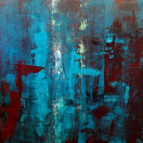 Contemporary Abstract Art  - Symphony In Teal - Canvas Prints by Richard Cruz