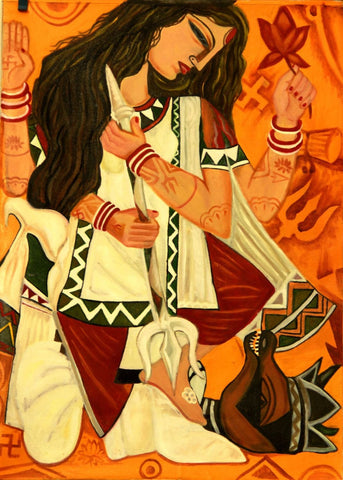 Contemporary Indian Art - Durga - Canvas Prints by Sina Irani