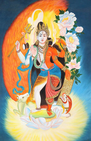 Contemporary Indian Painting - Shiva as Ardhanarishvara - Shiva Shakti by Jayadeva Sinha