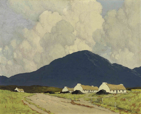 Cottages In Connemara - Paul Henry RHA - Irish Master - Landscape Painting by Paul Henry