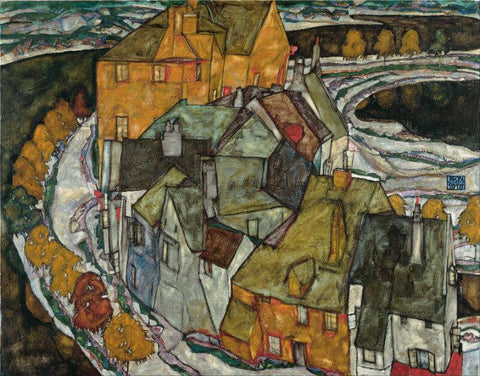 Egon Schiele - Krumau Hauserbogen (Crescent Of Houses II) by Egon Schiele