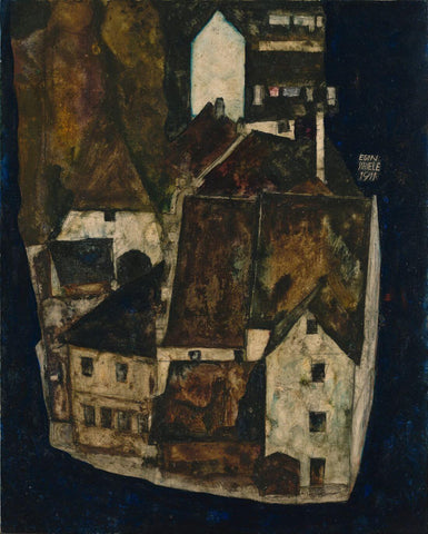 Dead City III (City on the Blue River III) - Egon Schiele - Expressionist Painting by Egon Schiele