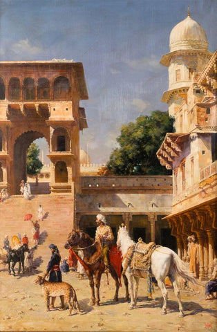 Departure For The Hunt - Edwin Lord Weeks - Orientalist Indian Art Painting by Edwin Lord Weeks