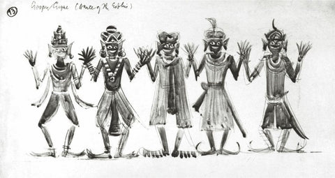 Design Sketches For Goopy Gayn Bagha Bayn - Satyajit Ray by Henry