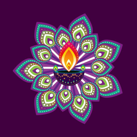 Digital Art - Decorated Diya with the Flame of Diwali