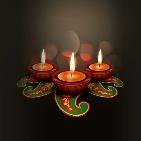 Digital Art - Decorated Diyas with the Flame of Diwali