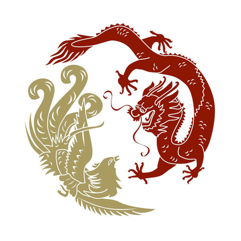 Dragon And Phoenix - Yin And Yang by Tallenge Store