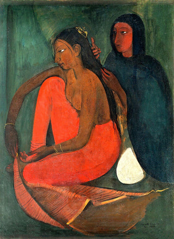 Dressing the Bride - Amrita Sher-Gil - Famous Indian Art Painting by Amrita Sher-Gil