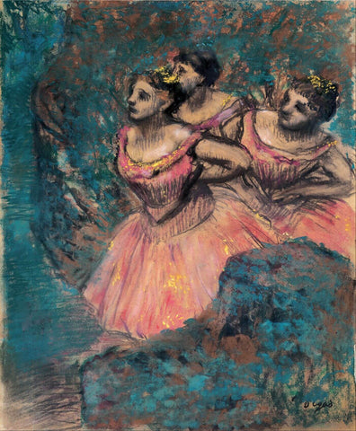 Edgar Degas - Three Dancers in Red Costume by Edgar Degas