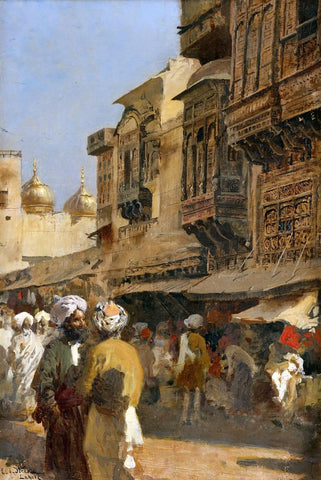 A Market Scene In Lahore - Edwin Lord Weeks - Canvas Prints by Edwin Lord Weeks