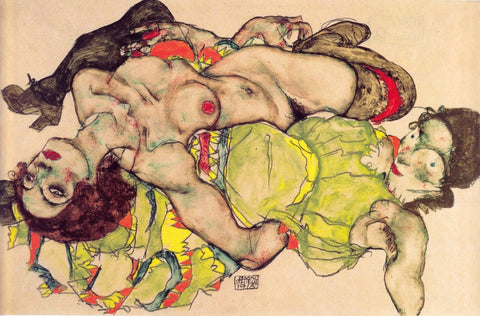 Egon Schiele - Weibliches Liebespaar - 1915 by Egon Schiele
