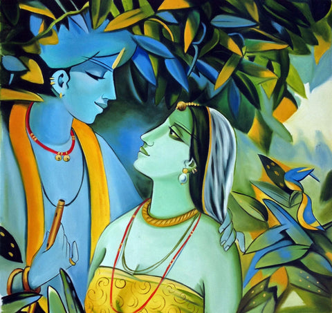 Enchanting Krishna with Radha - Canvas Prints by Raghuraman