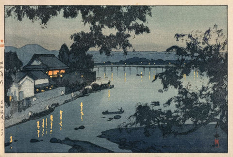Evening on the Chikugo River (1927) - Yoshida Hiroshi - Japanese Ukiyo-e Woodblock Prints Of Japan Painting by Hiroshi Yoshida