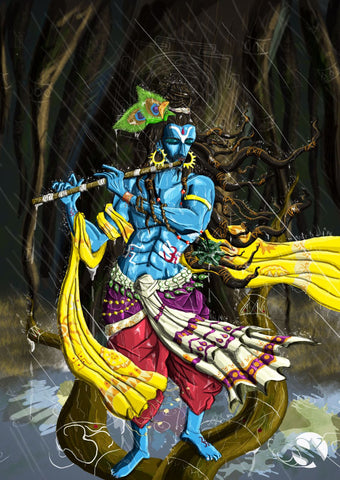 Fantasy Art - Digital Painting - Krishna Kanhaiya - Life Size Posters by Raghuraman