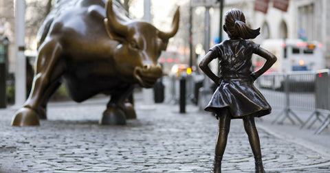 Fearless Girl Staring Down Wall Streets Bull by Christopher Noel