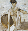 Fisherwoman Waiting - B Prabha - Indian Painting - Canvas Prints