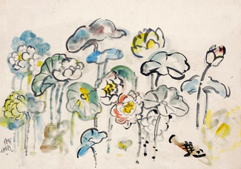 Flowers - Benode Behari Mukherjee - Bengal School Art Painting by Benode Behari Mukherjee