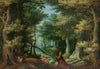 Forest Landscape With Stag Hunt - Framed Prints