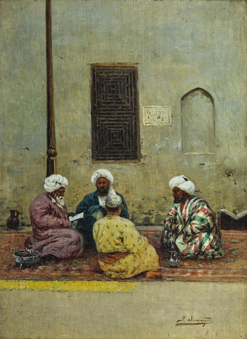 Four Scholars - Richard Karlovich Zommer - Orientalist Art Painting by Richard Karlovich Zommer