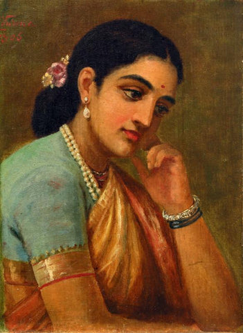 Four Portraits Studies Woman 4 by Raja Ravi Varma