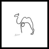 Set of 4 Pablo Picasso Line Drawings - Dove, Horse, Camel and Dachshund - Framed Digital Print (12x12 inches)