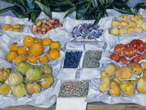 Fruit Displayed on a Stand - Canvas Prints by Gustave Caillebotte