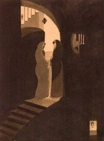 Gaganendranath Tagore - Meeting At The Staircase by Gaganendranath Tagore