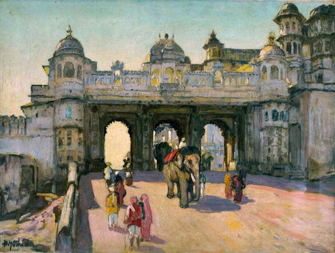 Gate Of Palace of Udaipur - Yoshida Hiroshi - Japanese Ukiyo-e Woodblock Prints Of India Painting by Hiroshi Yoshida