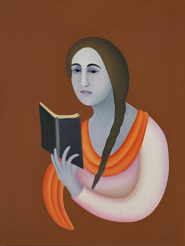 Girl Reading Book by Manjit Bawa