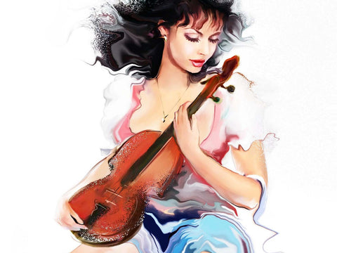 Girl With The Violin #2 - Canvas Prints by Sina Irani