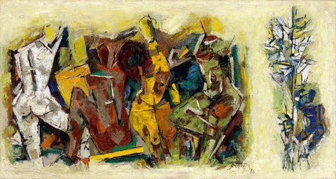 Gopis And Krishna - Maqbool Fida Husain by M F Husain