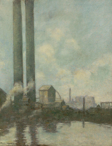 Grand Canal Dock - Paul Henry RHA - Irish Master - Landscape Painting by Paul Henry