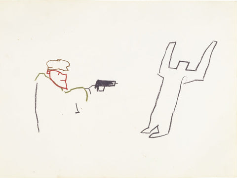 Gun (Hands Up, Dont Shoot) – Jean-Michel Basquiat - Neo Expressionist Painting by Jean-Michel Basquiat