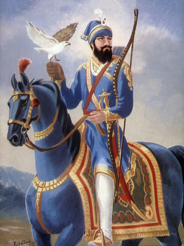 Guru Gobind Singh - Indian Vintage Sikh Painting by Akal