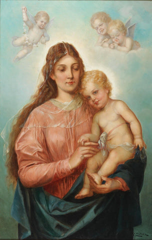 Madonna Mit Christuskind Und Putti - Hans Zatzka by Hans Zatzka