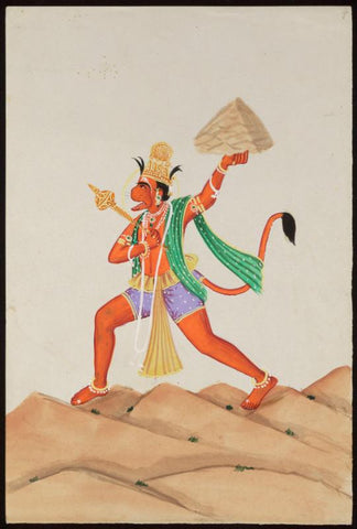 Hanuman Carrying The Mountain - Canvas Prints by Raghuraman