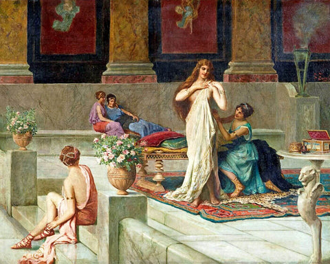 Harem Scene - Guglielmo Zocchi - European Art Orientalist Painting by Guglielmo Zocchi