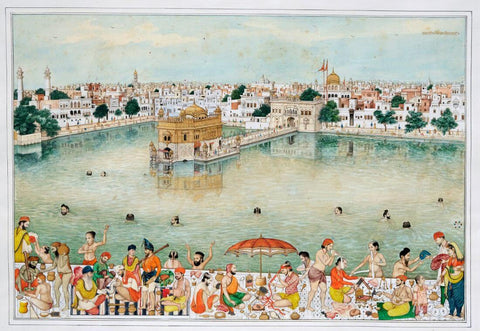Harmandir Sahib (Golden Temple) Amritsar, Punjab, India - Bishan Singh Musavar Ambaratsr Ji - Vintage 1860 Indian Sikh Art by Akal